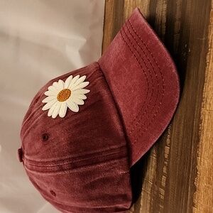 MAROON BOHO DAISY WOMENS Baseball CAP  Brand NEW BOUTIQUE Item ADJUSTABLE